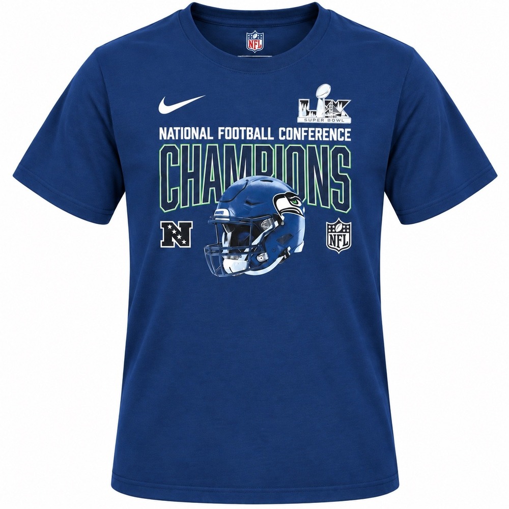 Nike Seattle Seahawks T-Shirt Mens Small Navy Super Bowl sportswear gym gameday